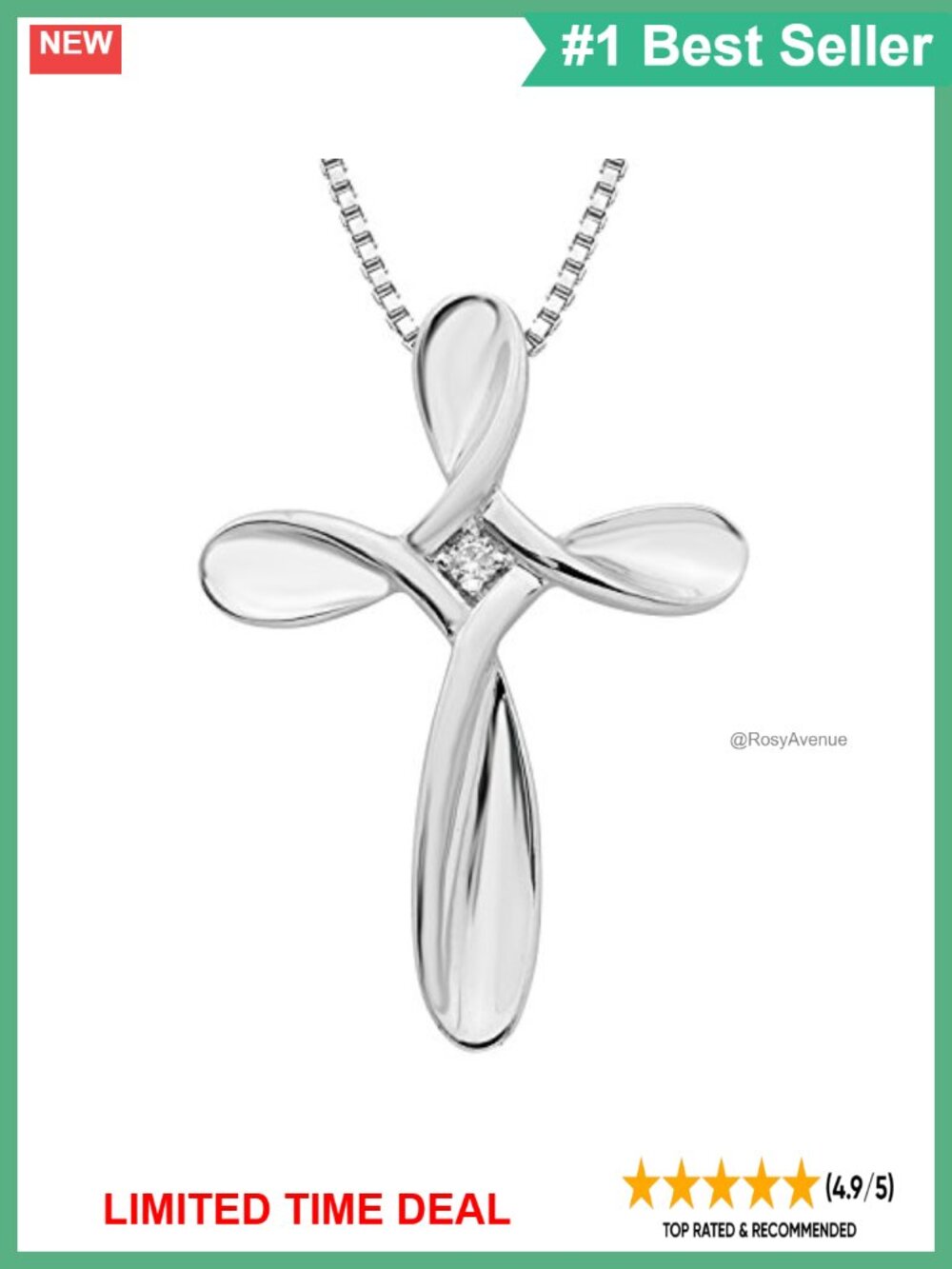 Sterling Silver Diamond Cross Pendant Necklace 18"